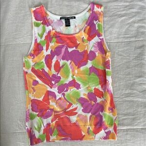 Scott Taylor Women's Floral Sleeveless Top - Pink, Orange, Green, White